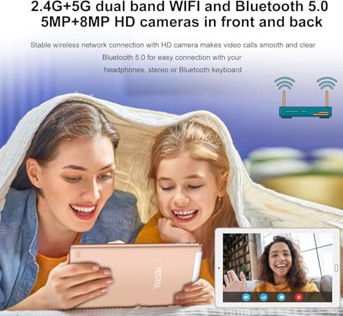 Image of YESTEL 10.1 inch Tablet 2026 Android 13 Tablet Bundle with Octa-Core Processor,10GB RAM+64GB ROM (Expandable up 1TB), 5MP+8MP Dual Camera,5G WiFi,Bluetooth 5.0,GPS,PC with Keyboard & Mouse - Gold