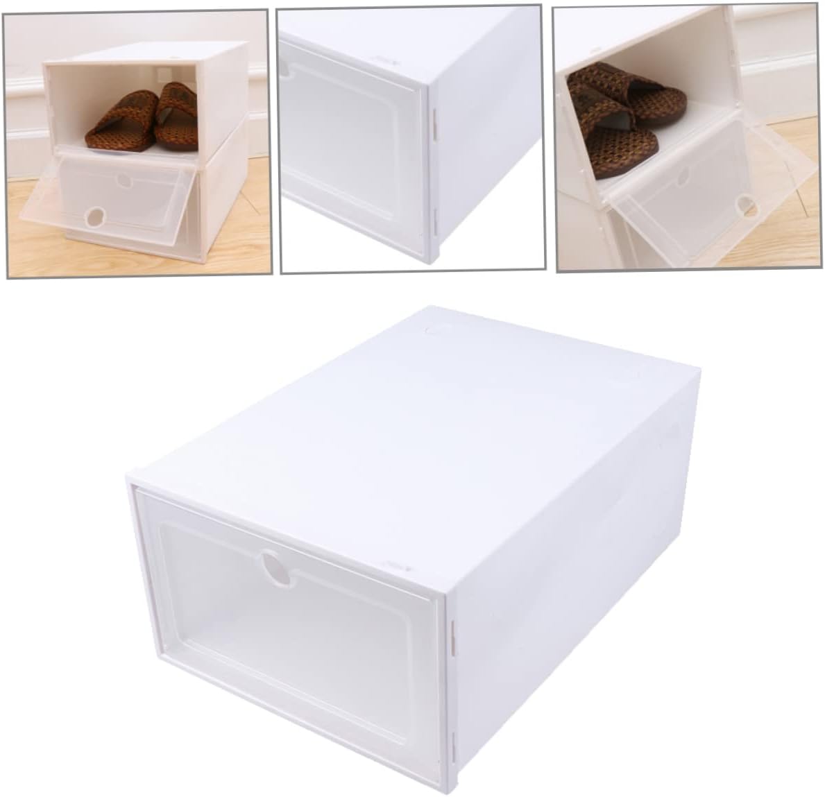 Unomor 6pcs Transparent Stackable Shoe Boxes Organizer Drawer Type Space Saving Shoes Container for Closet Entryway Under Bed Storage