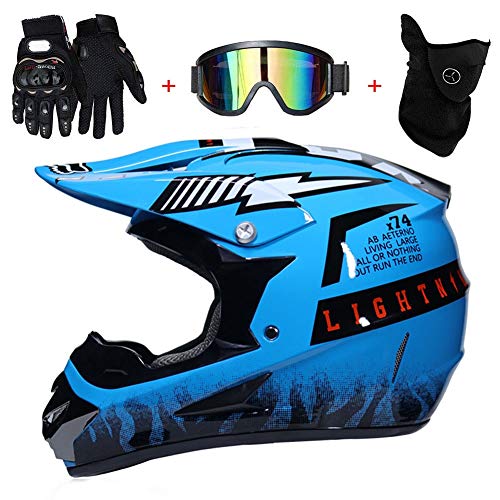 AMITD Azul Helmet Off-Road Motorcycle Kit Casco, Casco Motocross Niño Dot Homologado - Casco de Moto Infantil Cross Integral Enduro Infantil para Mujer Hombre Adultos, L Cover