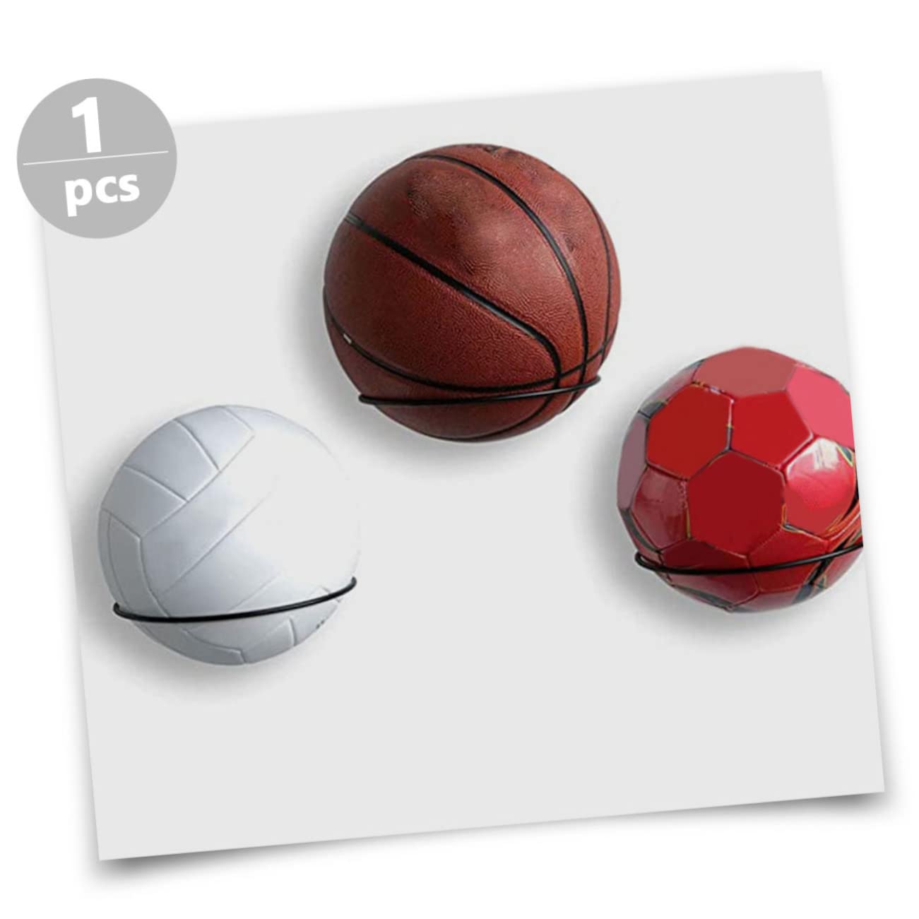 Toddmomy Estante de Almacenamiento de Baloncesto de Hierro Pared Soporte Resistente para Exhibición de Organizador de Espacio para Gimnasio
