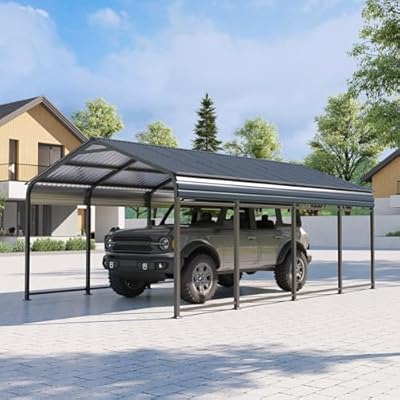 OC Orange-Casual 12 x 20 FT Metal Carport, Outdoor Heavy Duty Steel Canopy, Garage Car Shelter Shade with Metal Roof, Outdoor Car Tent for Car,Truck and Boats