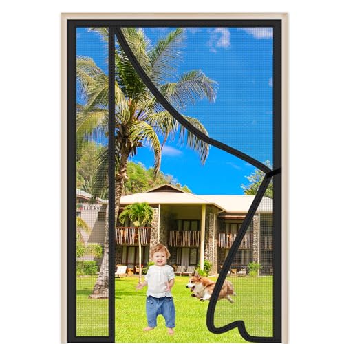 Apertura Laterale Zanzariera Magnetica 275x265cm Nero Magneti Tenda per Porte Magic Mesh Anti Insetti Mosche Zanzare Autoadesiva Traspirante per Bambini E Animali Domestici