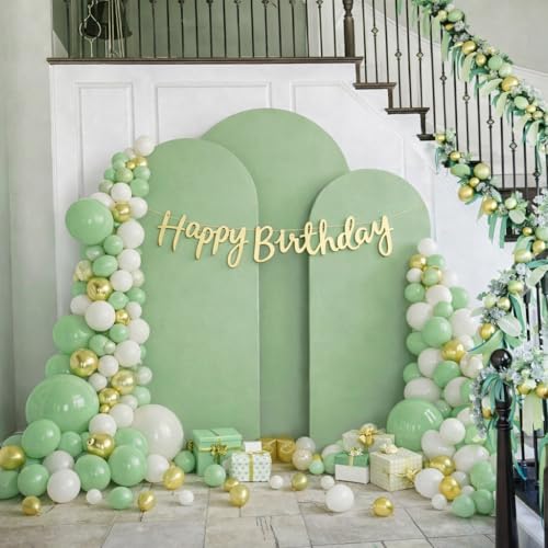 Wedding Arch Cover & Bridal Backdrop - 6FT+6.6FT+7.2FT (Set of 3) Round Top Spandex Arch Stand Cover for Birthday, Baby Shower, Ceremony & Banquet Decor, Sage Green