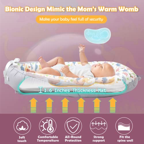 JOCUTE Baby Lounger, Ultra Breathable Soft Cotton Perfect for Tummy Time, Portable & Adjustable Infant Floor Seat for Traveling | Newborn Shower Gift