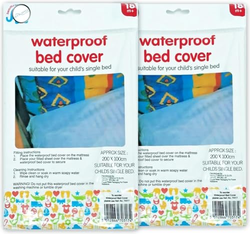 2x Waterproof Mattress Protector Single Bed Size – for Bed Wetting Kids Baby Adults & Pets – Washable Bed Cover 200x100cm – Bundled by GetInStyle Shop