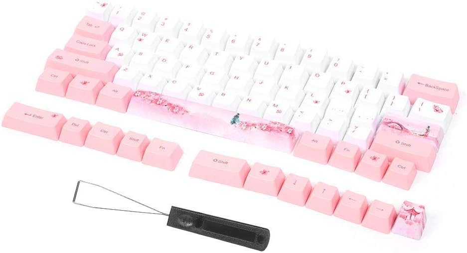 Replaceable Keycaps,73 PBT Sublimation Keycaps,with Cute Patterns,Abrasion,Easy to Install,Suitable for Mechanical Keyboards (#2)