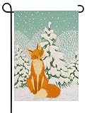 Uanvaha Winter Fox Outdoor Garden Flag Cute red Animal Sitting Snowy Christmas Fir Tree Vertical Bur