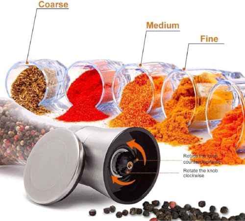 Image of Pepper Grinder or Salt Grinder, Best Spice Mill with Ceramic Blades, Adjustable Coarseness, Black Pepper Mill Grinder Shaker Steel Lid (Big Paper Ill 2)