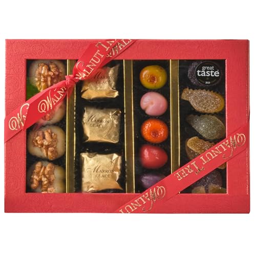Walnut Tree Marron Glacés Marzipan & Pâtes de Fruits Gift Box Handpacked in the UK Great Taste Award Winner Suitable for Gluten Free Diets Luxury Gift Selection Birthday Anniversary 300g
