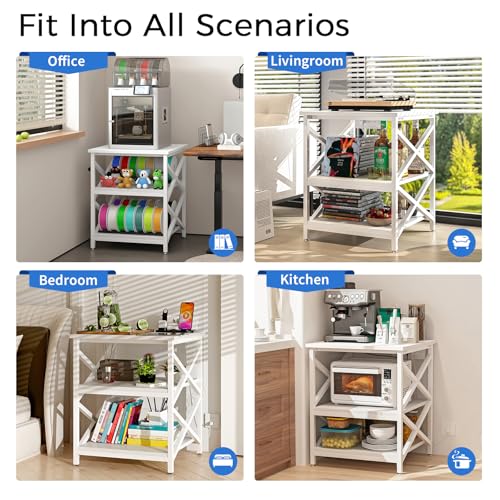 Image of METYERRY 24 inchx23.6 inch Large Printer Stand with Power Outlet, 3 Tier Cart