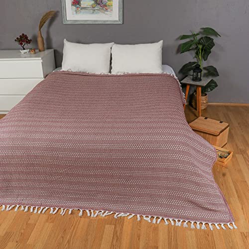 Tuiste Double Living Bedspread Brown Dark Brown Cotton Sofa Bedspread Cozy TV Blanket Couch Throw Chair Throw Reversible Bed Throw Couch Summer Bed Throw 200x230cm - Image 4