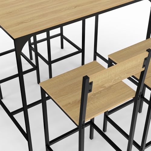 IDMarket – Conjunto de mesa alta de bar Detroit 100 cm y 4 sillas de bar diseño industrial - imagen 5