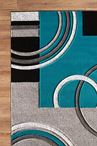 GLORY RUGS Area Rug Modern Soft Hand Carved Contemporary Floor Carpet with Premium Fluffy Texture for Indoor Living Dining Room and Bedroom Area (Turquoise, 8'x10')