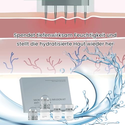 Micro Infusions System, Microneedling Serum mit Kollagen Peptides & Hyaluronsäure, Anti-Aging & Smooth Micro Needling Set, Anti-Aging & glatte Anti Falten Gesichtsserum, Hyaluron Serum