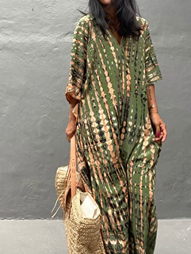 Image of Kaftan Dresses for Women Plus Size Summer Beach Dress with Print and Swim Cover Ups