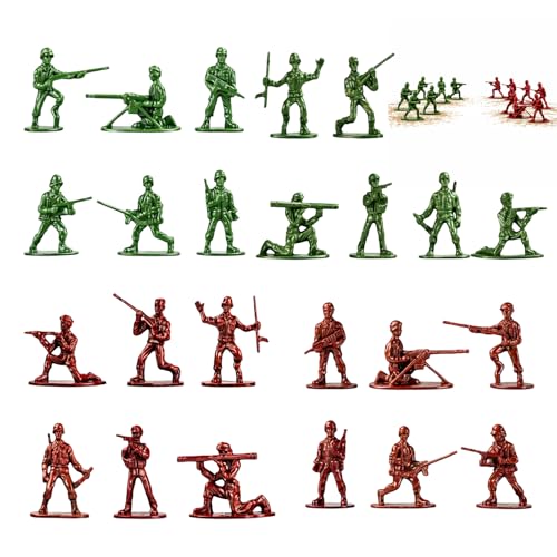 XazNvc Small Soldiers 200-Piece Miniature Military Set 12 Different Soldier Styles in Red and Green Imaginative Battlefield Play and Collectible Display Durable Plastic Figures for Model Builders
