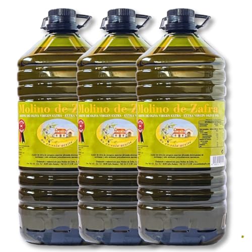 Aceite de Oliva Virgen Extra 5 Litros Premium sin Filtrar – AOVE 100% Reserva Familiar de Molino de Zafra – Cosecha Tradicional, Primera Prensada en Frío, Calidad Gourmet (MZ 5 litros (3 unidades)
