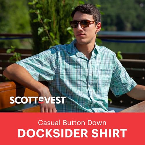 SCOTTeVEST Docksider Shirt for Men - 7 Hidden Pockets - Lightweight Casual Button Down T-Shirt for Travel & More4