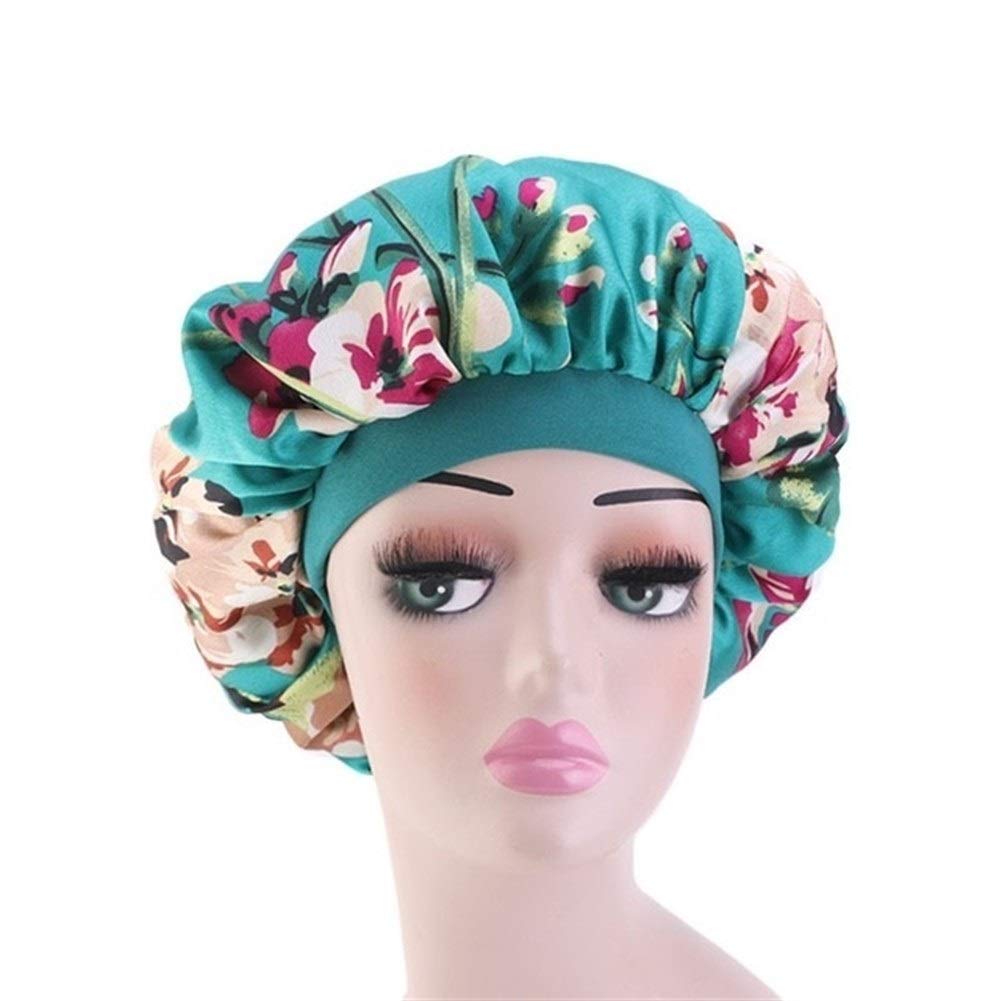 Bonnet de nuit en satin pour cheveux bouclés - Charlotte de bain double élastique bordeaux