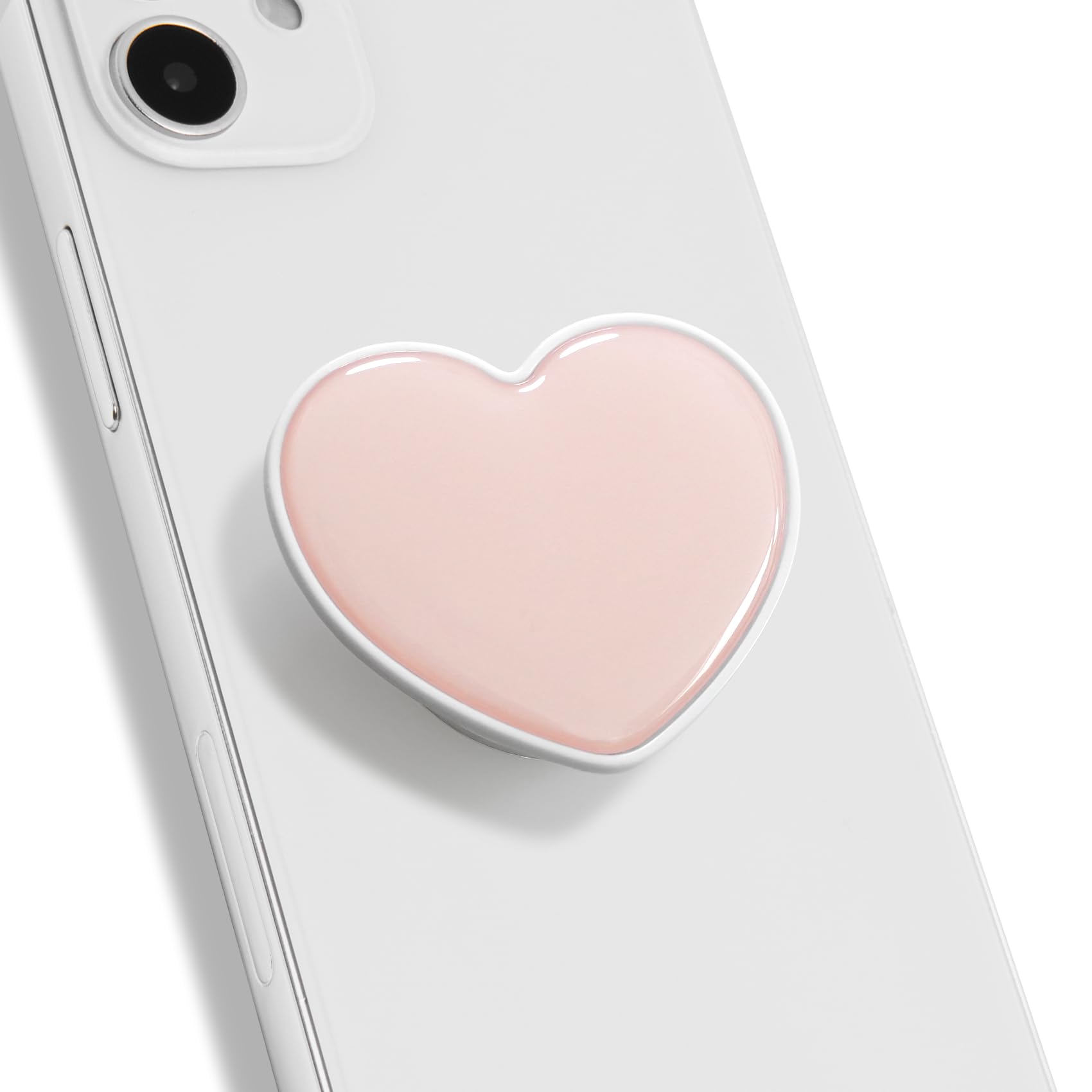 OnTheGrip Cute Solid Macaron Color Heart Shape Collapsible Mobile Phone Grip Stand Holder for Smartphone Tablet Cell Phone Accessory (Pink)