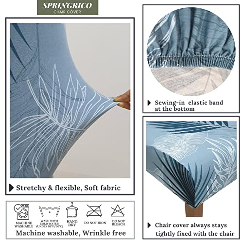 Image of SPRINGRICO Chair Covers for Dining Room Set of 4, Stretch Dining Chair Cover, Washable Spandex Kitchen Parsons Chair Slipcovers, Blue Chair Covers for Home or Party (4pack,Oasis Blue)