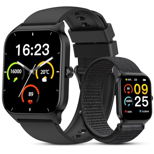 Catálogo para Comprar On-line smartwatch hombre - solo los mejores. 46 HUSEYTA Reloj Inteligente Hombre Mujer con Llamadas Bluetooth, Smartwatch 1.83' IPX8, Pulsera Actividad con Pulsómetro, Sueño, Compatible iPhone Android Negro(2 Correas: Silicona...