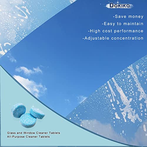 Dokiko 100 Pcs Glass Cleaner Tablets For Cars And Home, 1 Pack Makes 105 Gallons Windshield Washer Fluid Or 100 * 16 Fl Oz Multi-Surface Cleaner Spray #TOP6