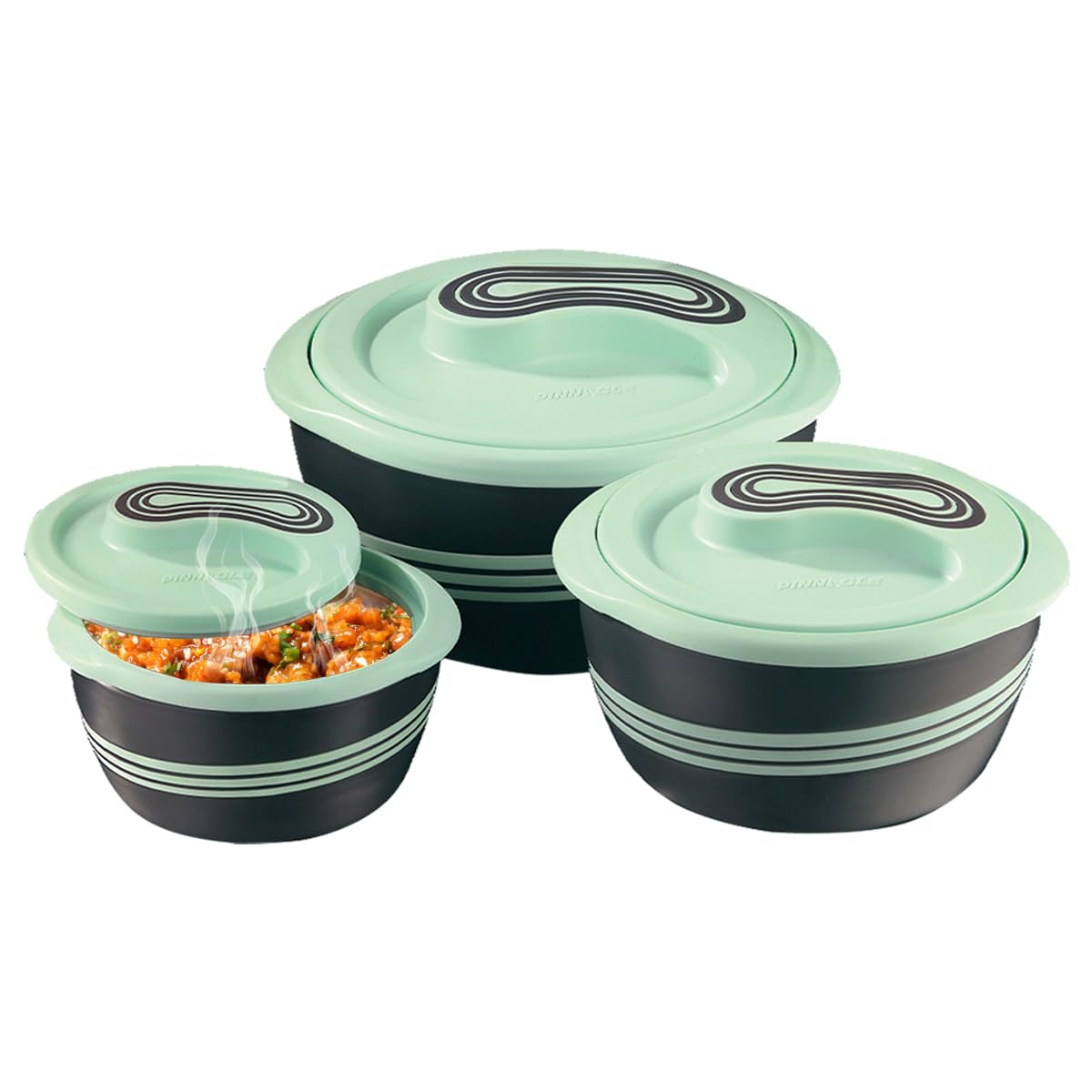 Pinnacle Palazio Insulated Casserole Set of 3 (500 ML, 1000 ML, 2000 ML)| Inner Stainless Steel |Casserole for Roti |Chapati Box| Hot Box for Kitchen | BPA Free| Ideal for Gifting | Hot Case for Roti.