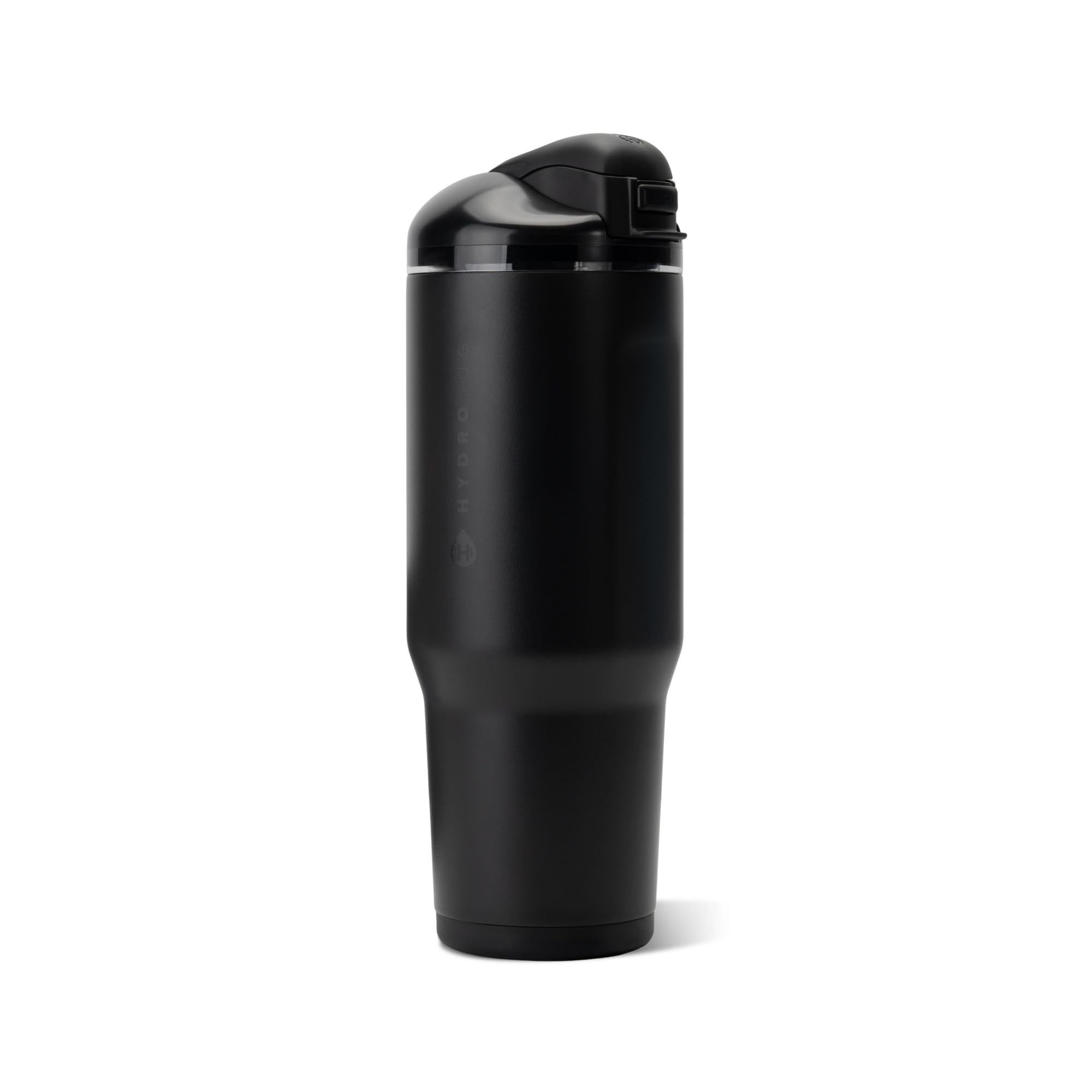 HydroJug Ease2o Water Bottle with Straw & Chug Lid, Stainless Steel, Vented Cap to Help Reduce Pressure, Water-Level Window, Cup Holder Friendly, Non-Slip Base โ 40oz, Black