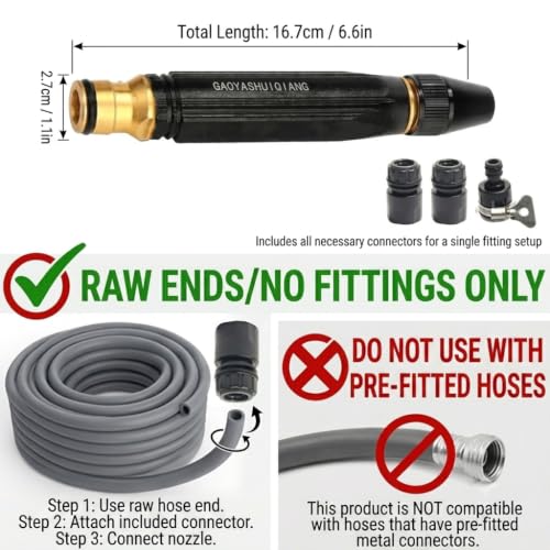 Black King Kong Heavy Duty High Pressure Hose Nozzle (For Raw Hose) by Soft time TOY - Used condition - Image 2