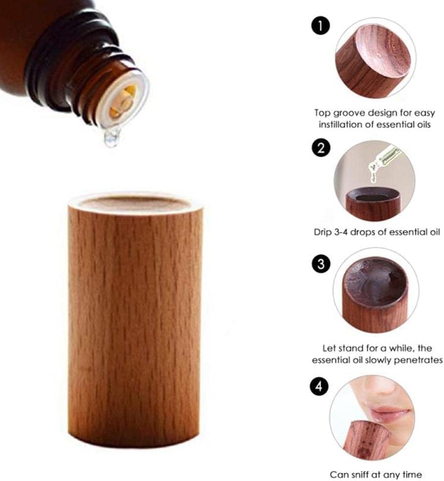 Black Walnut Wood Essential Oil Diffuser, Wooden Aromatherapy Round Office Home Car Diffuser, Small Wooden Diffuser for Essential Oils Aromatherapy Diffusers, Health and Household - Image 3