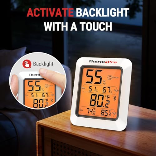 Image of LABART ThermoPro Hygrometer Thermometer for House TP350, Bluetooth Greenhouse Thermometer Humidity Meter up to 260FT, Backlit Room Indoor Thermometer Humidity Sensor with 2-Year Data Export