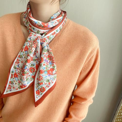 Image of Head Hair Scarf for Women,Silky Long Headscarf Purse Bag Scarfs for Handbag Fashion Satin Neck Scarves Accessories