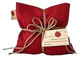 Square Red Denim Cherry Pit-Stone Pillow, Microwavable Hot/Cold Compress, Sustainable Heating Pad, Moist Heat, Muscle Joint Pain Relief, Gift
