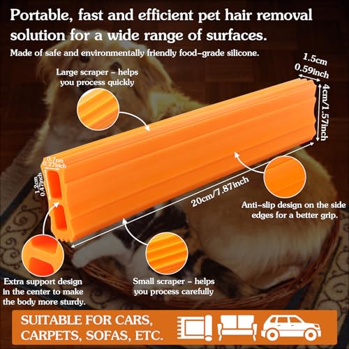 Image of Pet Hair Remover & Auto Detailing Tool - Dog & Cat Hair Remover for Carpets, Car Interiors, Sofas, Bedding, Easy to Grasp Pet Carpet Scrapers,Reusable Pet Hair Removal Tool for Dog & Cat Fur (Combine)
