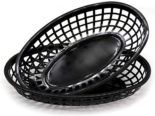 Foodservice Fast Food Baskets 9.25 x 6 inch Oval Set of 24 Black - Thumbnail 4