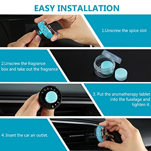 Image of eing Car Air Freshener,Turbo Spinning Car Vent Clip Fragrance Diffuser,Essential Oil Air freshener with Bling Crystal Diamonds,Stylish Propeller Shape Car Decor (1 - Pack Blue)