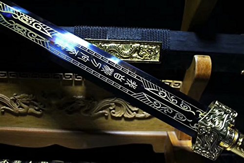 Han Jian,Hand Forged(High Carbon Steel Etch Blade,Alloy Handle) Heat Tempered.chinese Sword #TOP4