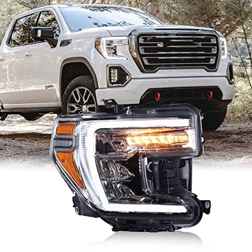 Led Headlight Assembly For 2019 2020 2021 Gmc Sierra 1500 Oe Style W/Led Turn Signal Light Chrome Interior Headlamps Right Passenger Side 84772476 84507049 84621807 84989881 85535170 #TOP7