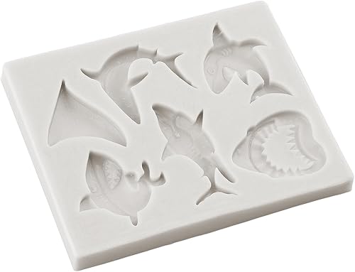 Vista 45 de Molde de silicona para fondant de temática marina, concha, caballito de mar, estrellas de mar, tortuga, molde de silicona para decoración de Estilo H