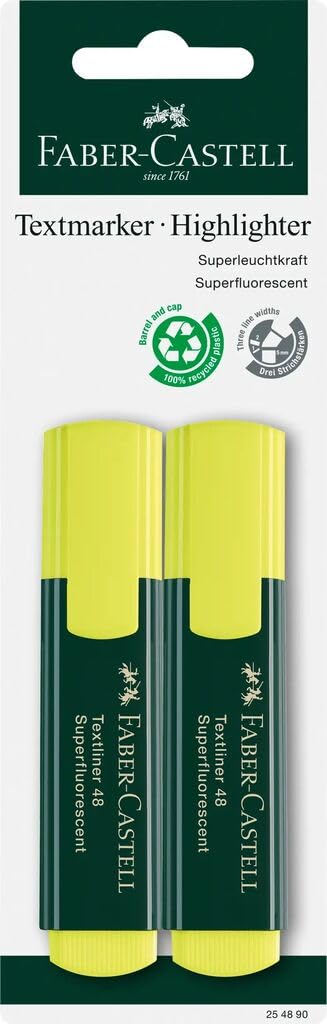 Faber-Castell 254890 - Blister 2 Textliner 48 - Yellow