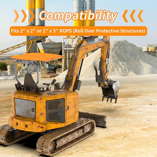 Orange Tractor Canopy for ROPS 53-3/8" x 53-3/8" – Sunshade Roof for Lawn Mowers, Heavy-Duty Mounting Brackets, Non-Fading High-Density Thermoplastic (Adds About 4" to Tractor Height)