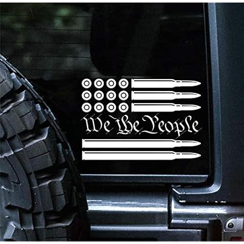 Sunset Graphics & Decals We The People Bullet Flag Vinyl Car Decal Sticker Constitution | Cars Trucks Vans Walls Laptop | White | 6 inches | SGD000105 Cover