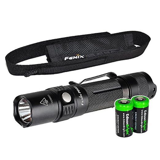 EdisonBright Fenix PD32 2016 Edition 900 Lumen CREE XP-L HI LED Tactical Flashlight with Two CR123A Lithium Batteries bundle