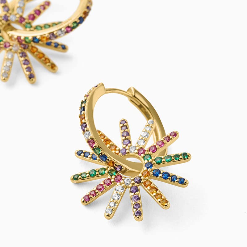 s925 Silver Needle Hollow Circle Full Zircons Embellished Colorful Dangle Huggie Earrings Fashion Unique Geometric Double Rings Hoop Earrings2