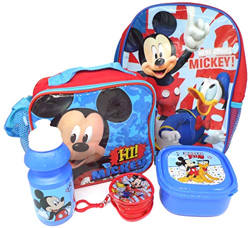 Disney Mickey Mouse Set De Regalo Mochila   Billetera   Bolsa Aislante   Botella Para
