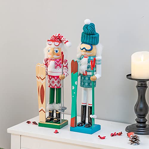 Eycfo 16 "Christmas Nutcracker Wooden Ski Figure Gift Ornament Date Board (Ski Blue) #TOP4