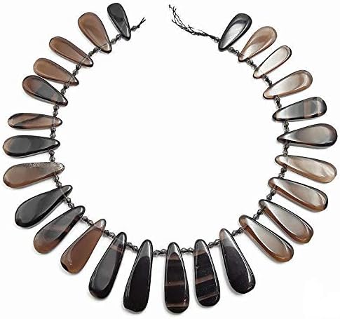 JM Design Smoky Quartz Graduated Smooth Tear Drop Beads Approx 30-40mm 15 Strand for Jewelry Making, Arts and Craft