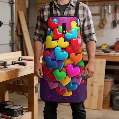 Delantal de Trabajo con Corazones y 8 Bolsillos Ajustable miniatura 5