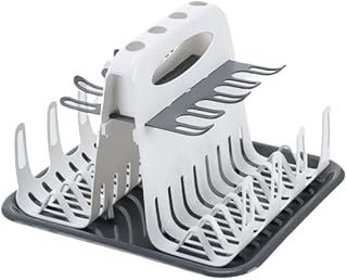 Baby Bottle Drying Rack Organizer with Removable Tray, White Plastic | Flexible Branches, Upright Cup Support, Utensil Holes, Water Containment, for Mothers and Small Kitchen Tools